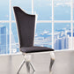 Benzara Black Fabric Upholstered Metal Side Chairs With Asymmetrical Backrest Set of Two