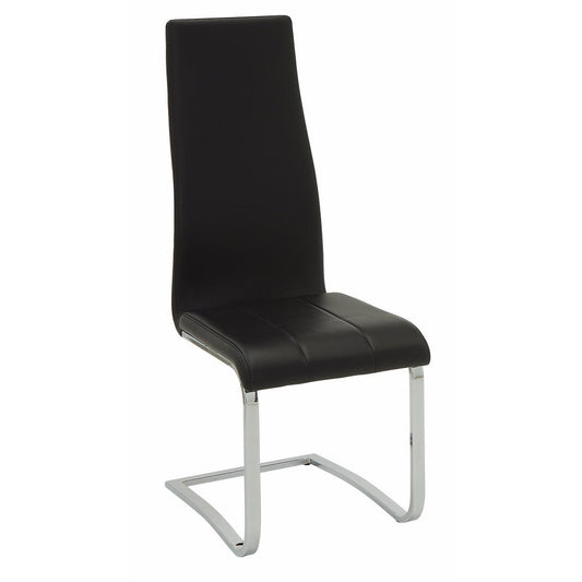 Benzara Black Faux Leather Dining Chair With Chrome Legs Set of Two