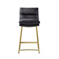 Benzara Black Leatherette Counter Height Chair With Gold Metal Sled Base