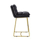 Benzara Black Leatherette Counter Height Chair With Gold Metal Sled Base