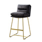 Benzara Black Leatherette Counter Height Chair With Gold Metal Sled Base