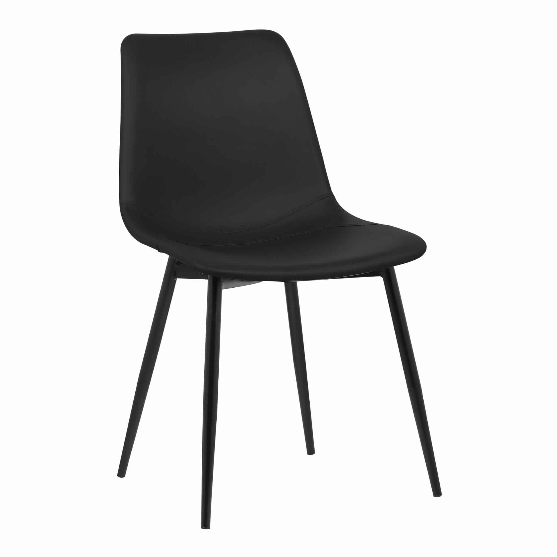 Benzara Black Leatherette Dining Chair With Bucket Seat And Metal Legs