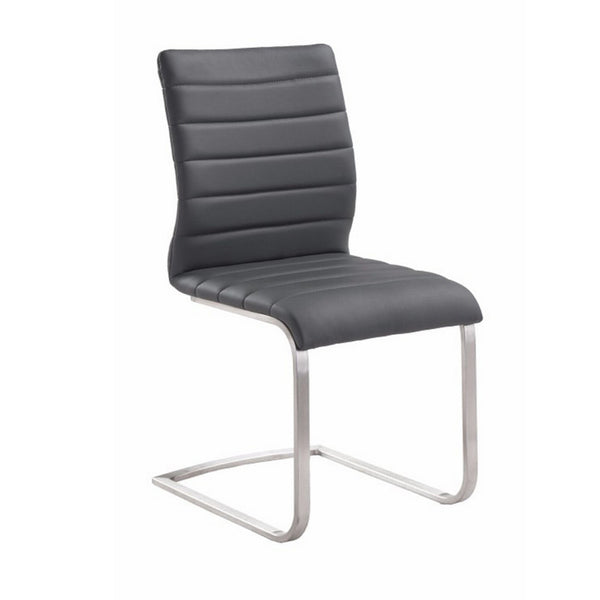 Benzara Black Leatherette Dining Chair With Silver Cantilever Base Set of Two