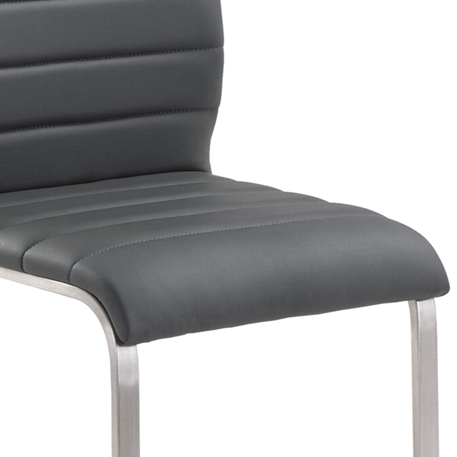 Benzara Black Leatherette Dining Chair With Silver Cantilever Base Set of Two