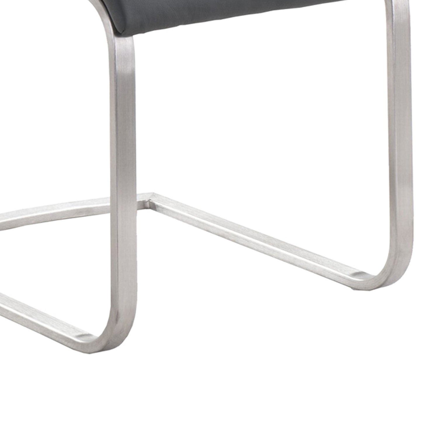 Benzara Black Leatherette Dining Chair With Silver Cantilever Base Set of Two