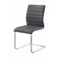 Benzara Black Leatherette Dining Chair With Silver Cantilever Base Set of Two