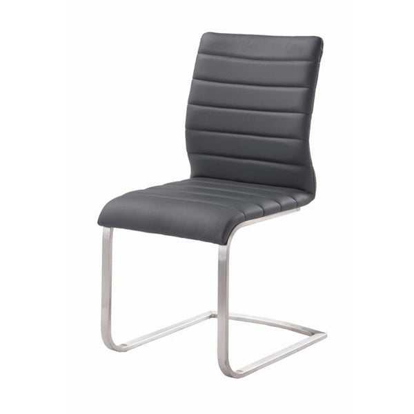 Benzara Black Leatherette Dining Chair With Silver Cantilever Base Set of Two