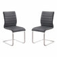 Benzara Black Leatherette Dining Chair With Silver Cantilever Base Set of Two