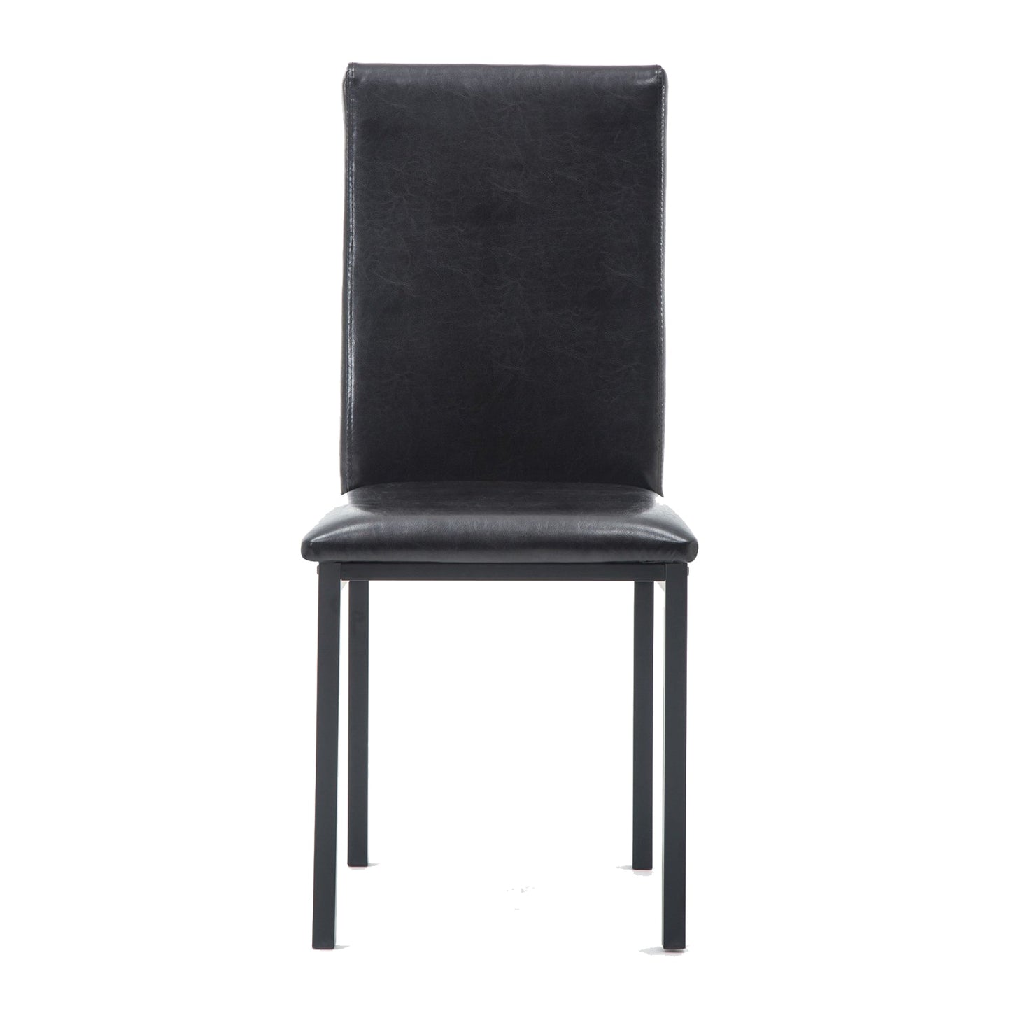 Benzara Black Leatherette Elongated Back Dining Chair Set of Four