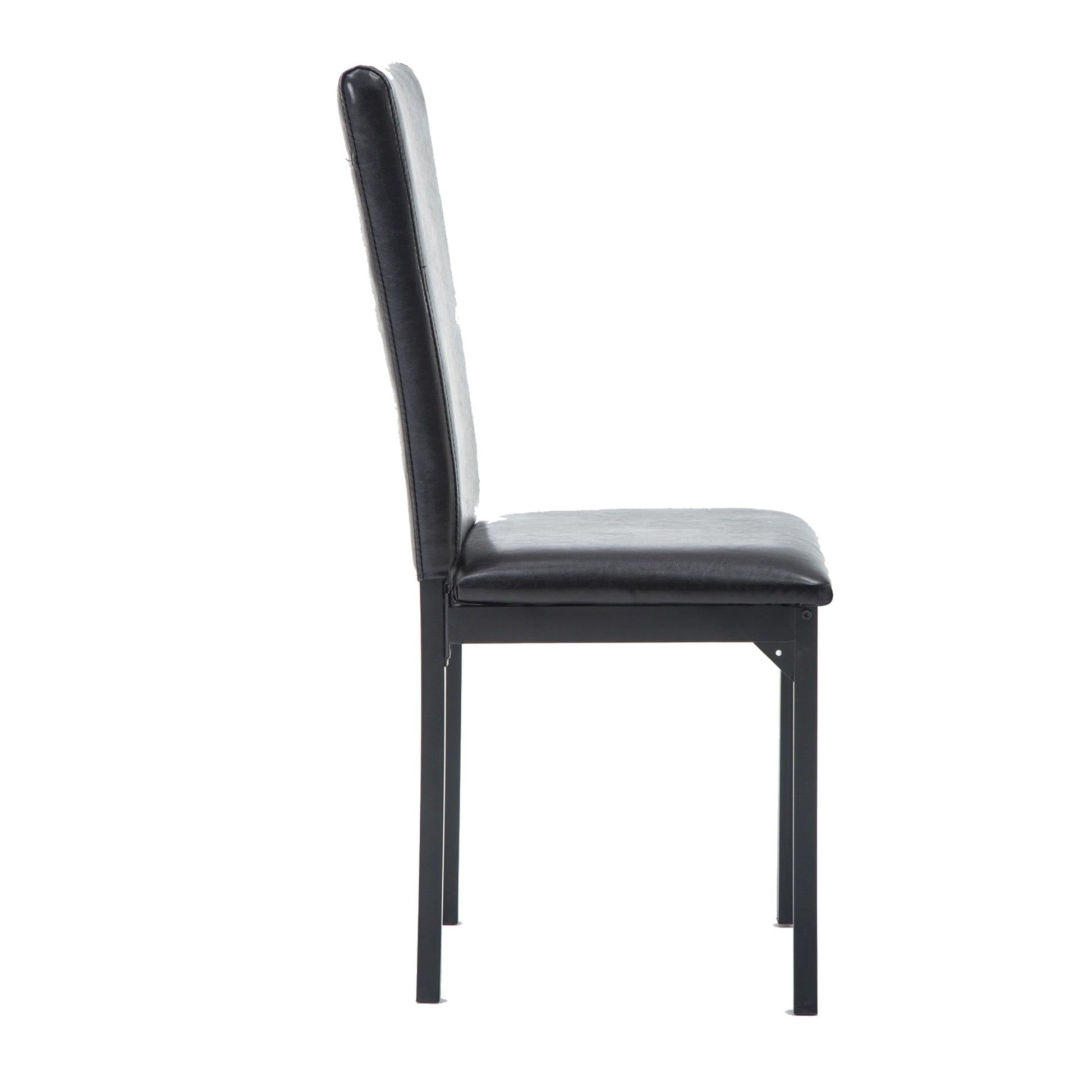 Benzara Black Leatherette Elongated Back Dining Chair Set of Four