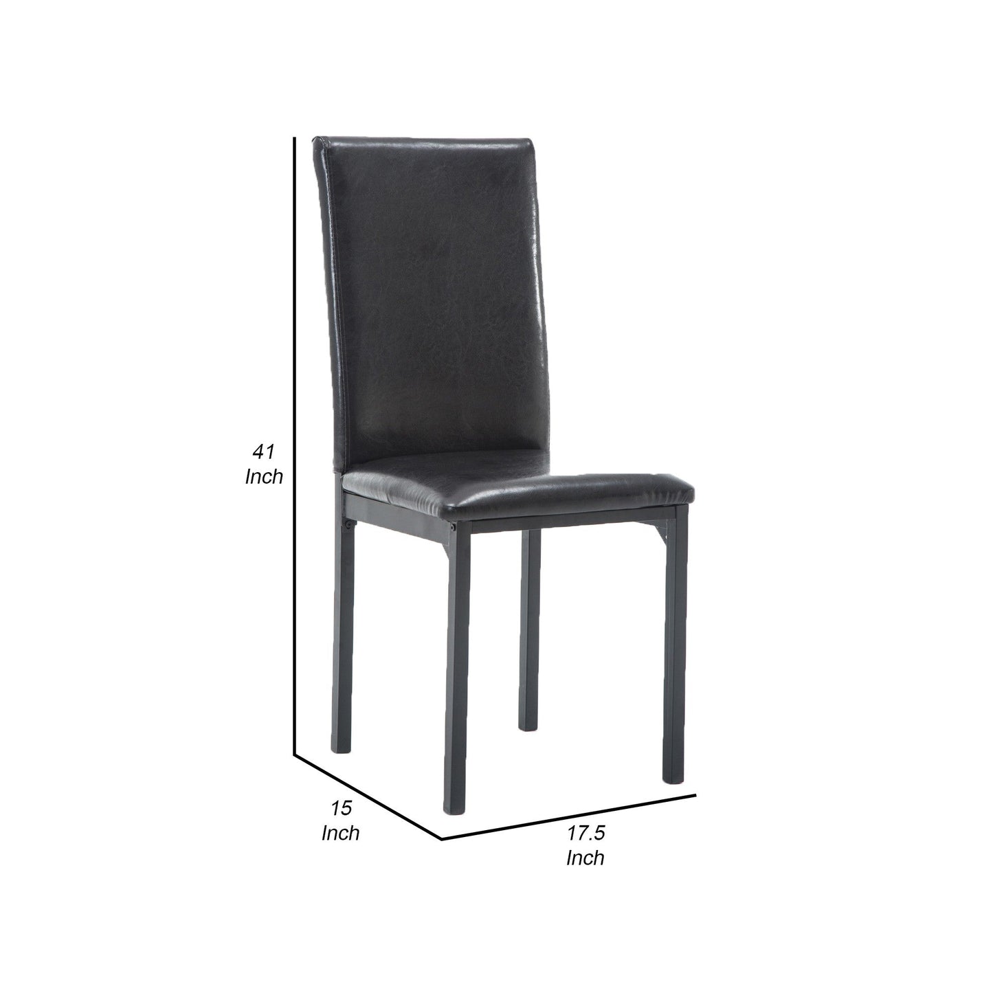 Benzara Black Leatherette Elongated Back Dining Chair Set of Four