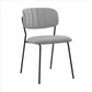 Benzara Black Metal Dining Chair With Gray Fabric Seats Set of Two