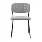 Benzara Black Metal Dining Chair With Gray Fabric Seats Set of Two