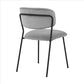 Benzara Black Metal Dining Chair With Gray Fabric Seats Set of Two