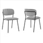 Benzara Black Metal Dining Chair With Gray Fabric Seats Set of Two