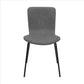 Benzara Black Metal Dining Chair With Gray Fabric Upholstered Seat and Backrest Set of Two