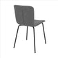 Benzara Black Metal Dining Chair With Gray Fabric Upholstered Seat and Backrest Set of Two