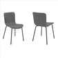 Benzara Black Metal Dining Chair With Gray Fabric Upholstered Seat and Backrest Set of Two