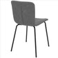 Benzara Black Metal Dining Chair With Gray Leatherette Upholstered Seat and Backrest Set of Two