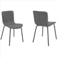 Benzara Black Metal Dining Chair With Gray Leatherette Upholstered Seat and Backrest Set of Two