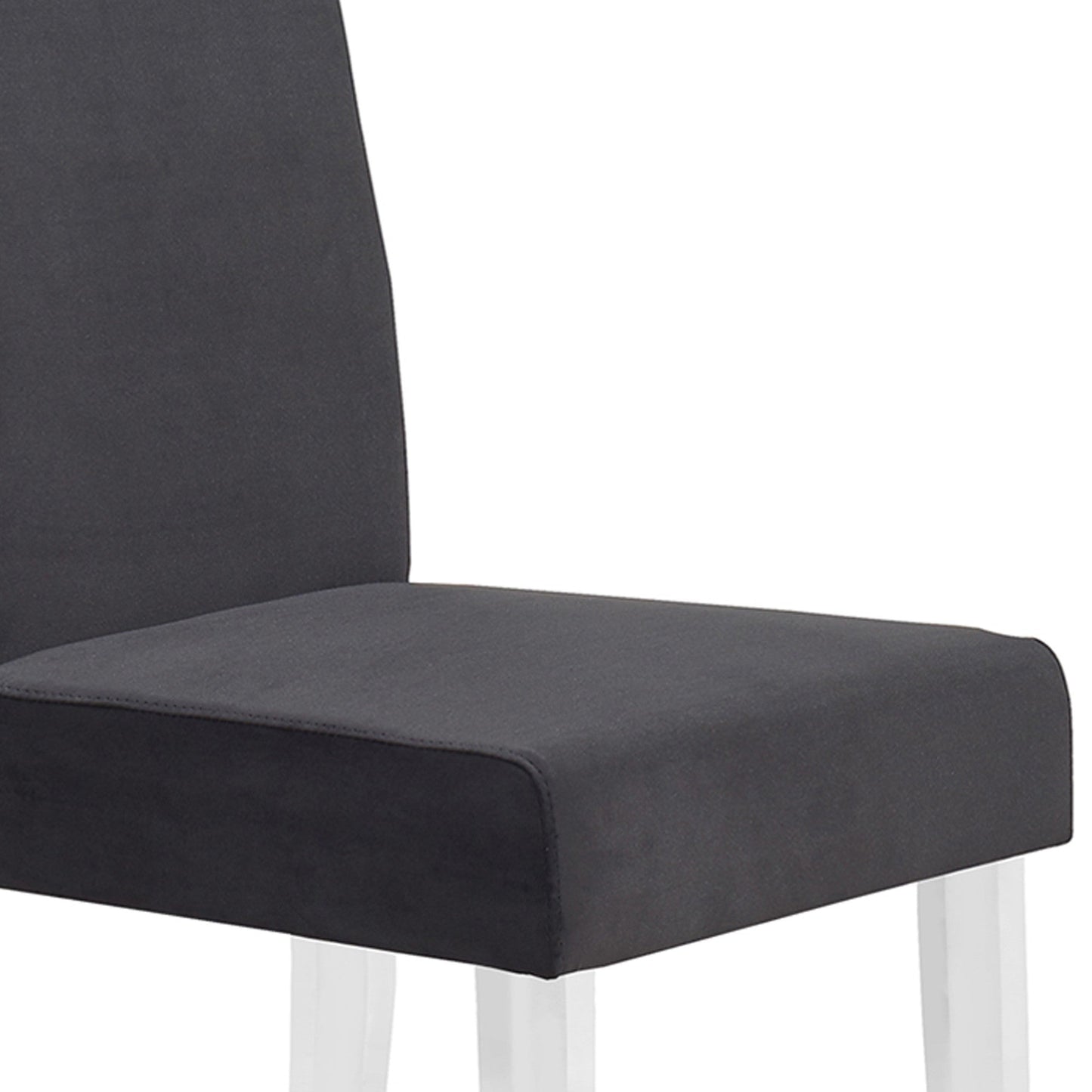 Benzara Black Modern Dining Chair With Curved Back Velvet Upholstered Set of Two