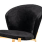 Benzara Black Velvet Curved Back Dining Chair With Gold Metal Legs Set of Two