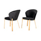 Benzara Black Velvet Curved Back Dining Chair With Gold Metal Legs Set of Two