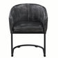 Benzara Black Vertically Stitched Faux Leather Upholstered Dining Chair With Metal Cantilever Base