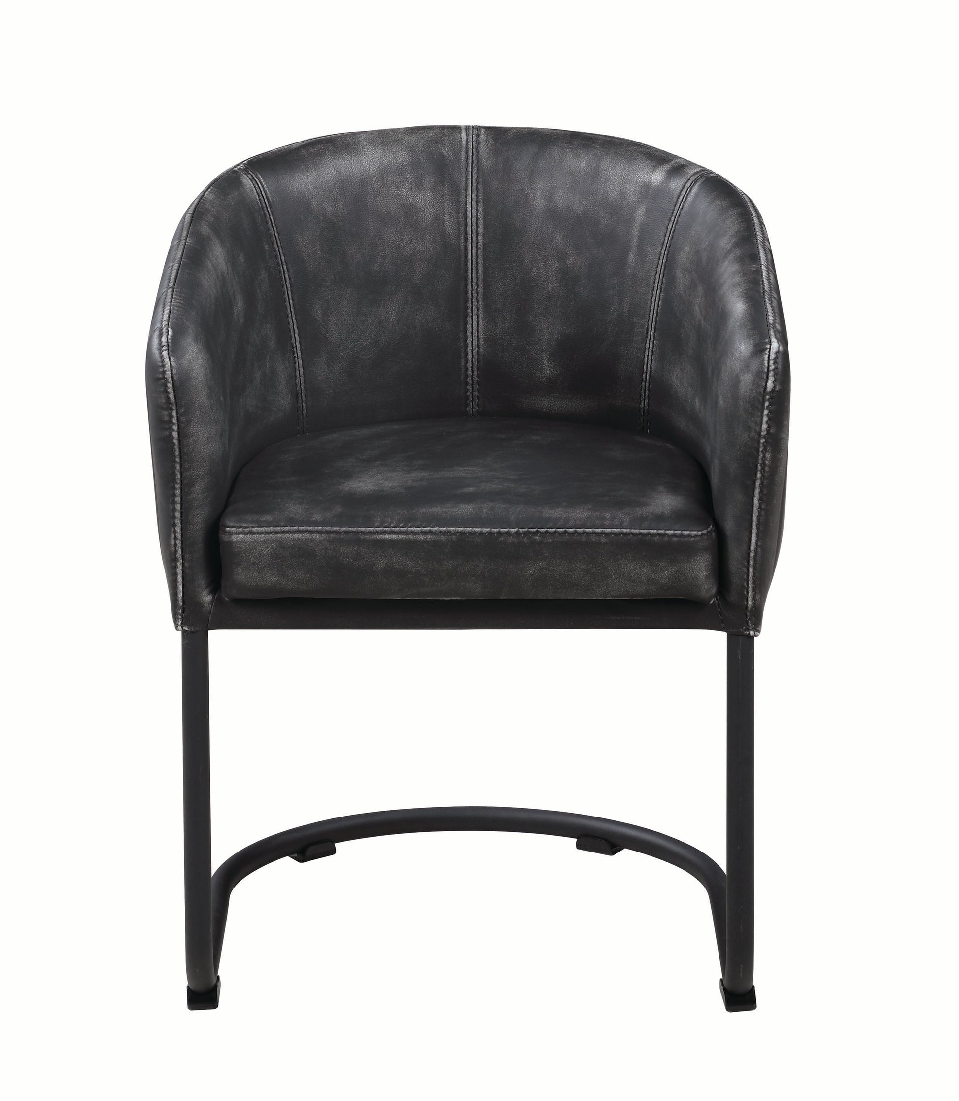 Benzara Black Vertically Stitched Faux Leather Upholstered Dining Chair With Metal Cantilever Base