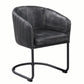 Benzara Black Vertically Stitched Faux Leather Upholstered Dining Chair With Metal Cantilever Base