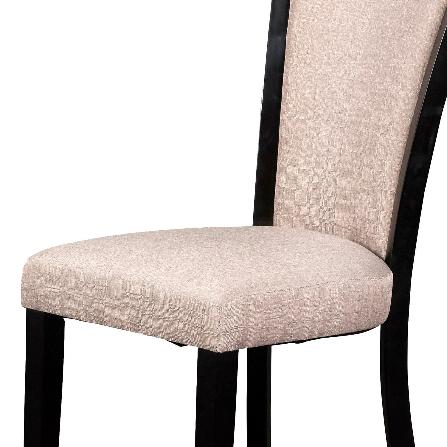 Benzara Black Wooden Dining Chair With Beige Fabric Seat And Backrest Set of Two