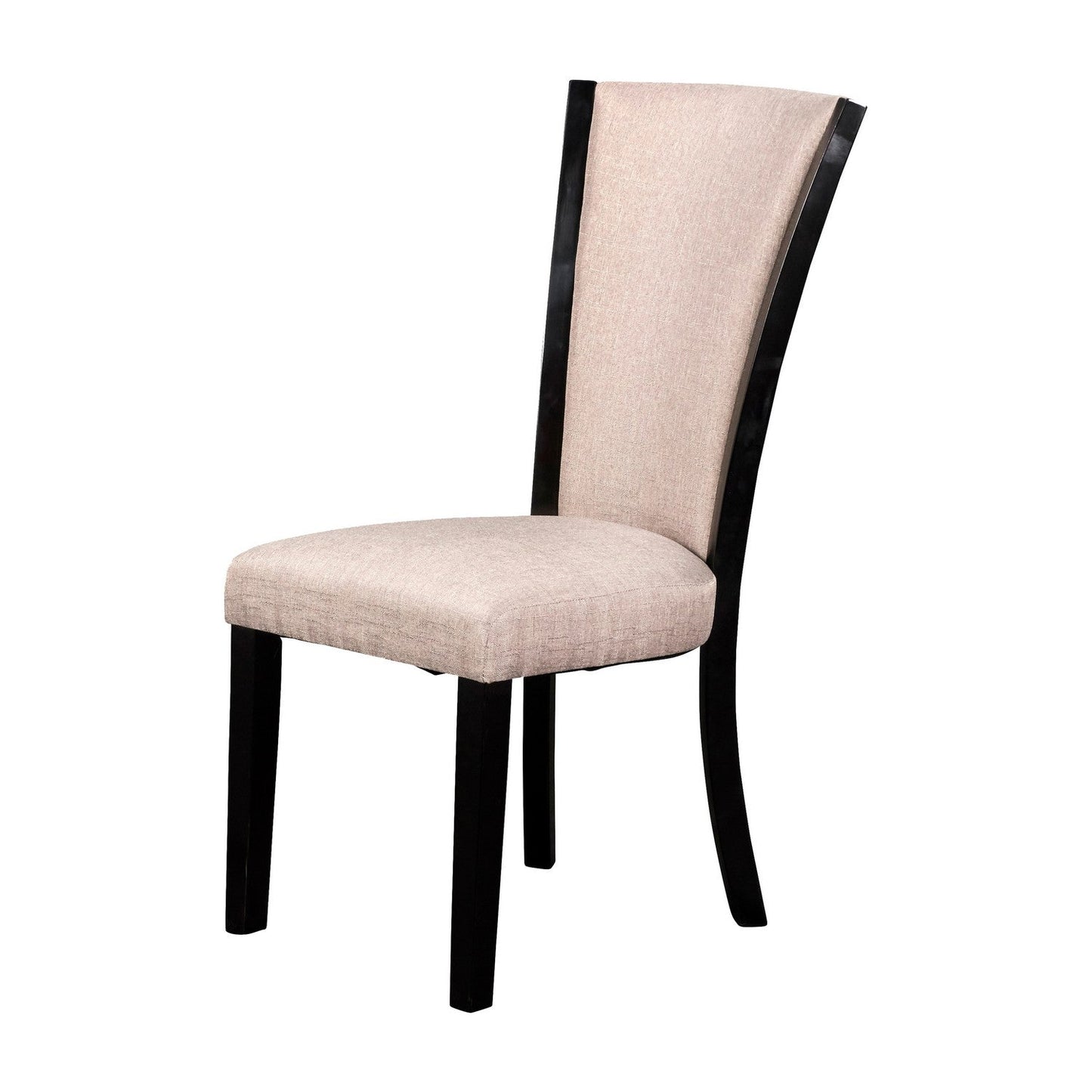 Benzara Black Wooden Dining Chair With Beige Fabric Seat And Backrest Set of Two