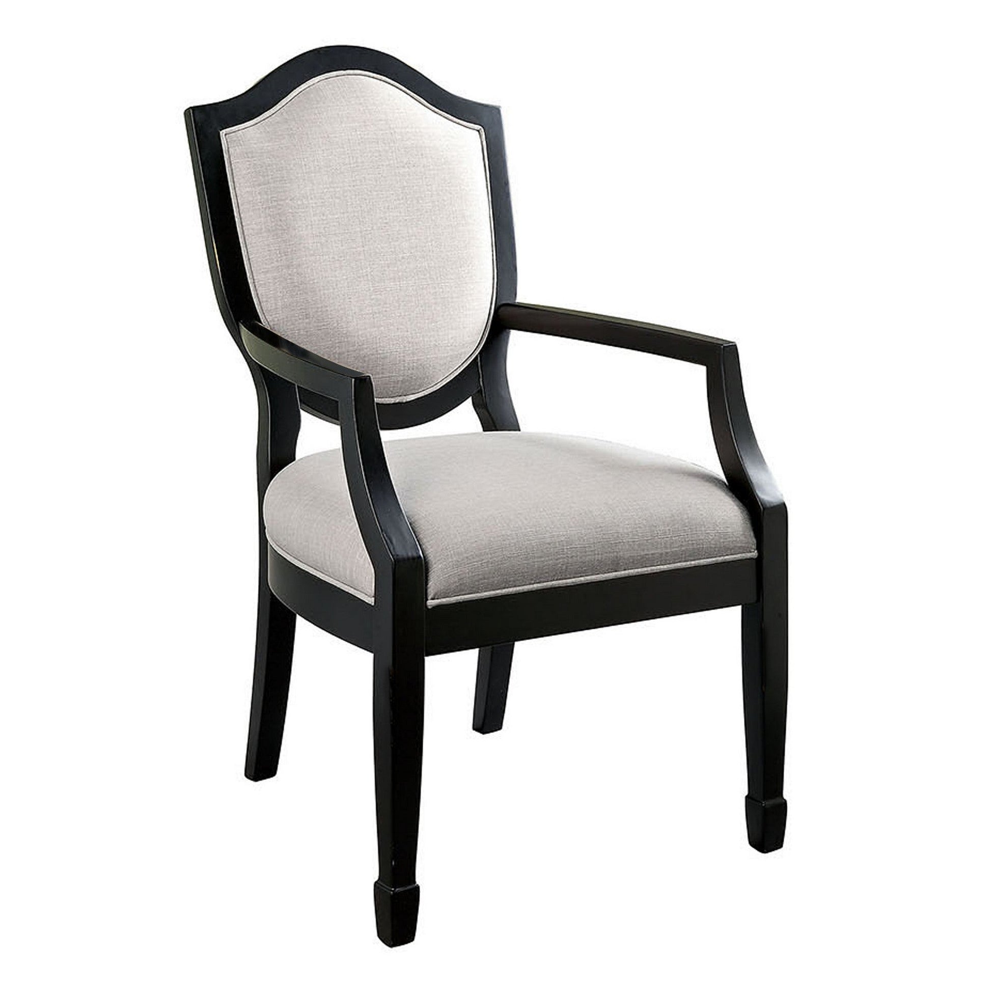 Benzara Black and Beige Wood and Fabric Accent Table and Chair Set