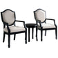 Benzara Black and Beige Wood and Fabric Accent Table and Chair Set