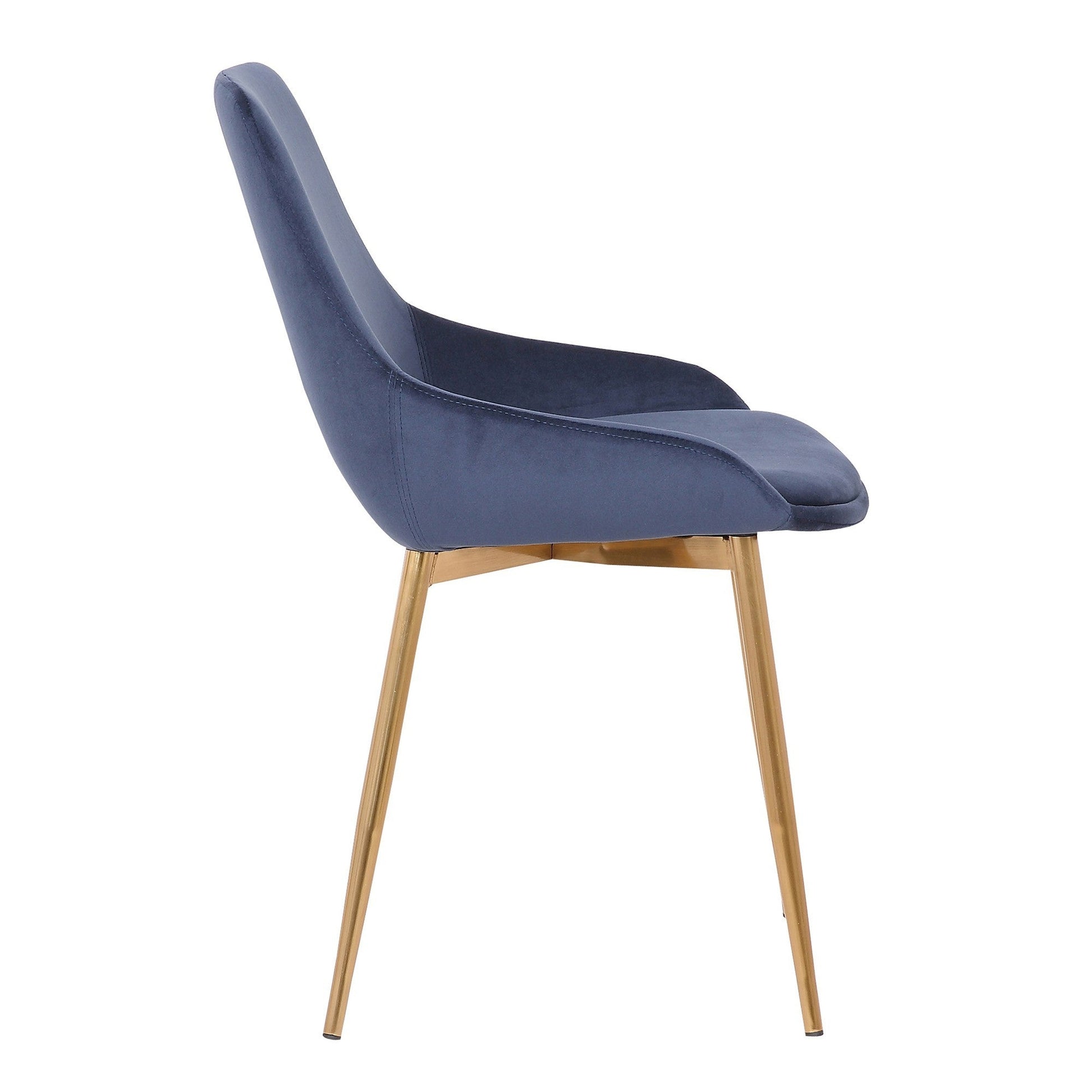 Benzara Blue Countered Fabric Upholstered Dining Chair With Sleek Metal Legs