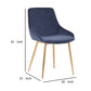 Benzara Blue Countered Fabric Upholstered Dining Chair With Sleek Metal Legs