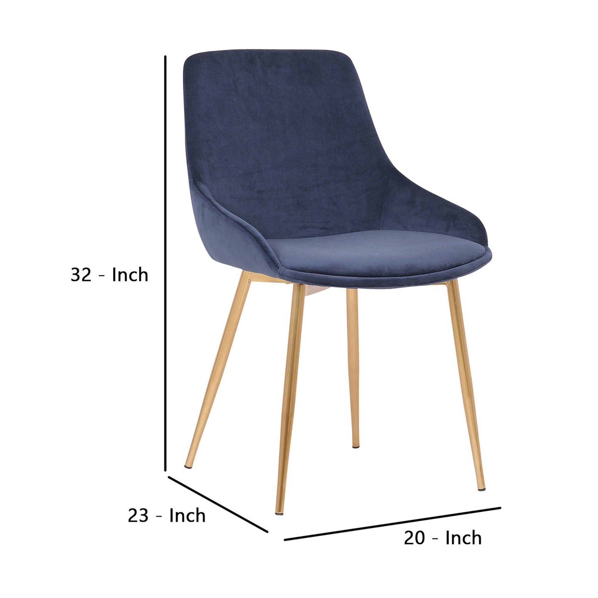 Benzara Blue Countered Fabric Upholstered Dining Chair With Sleek Metal Legs