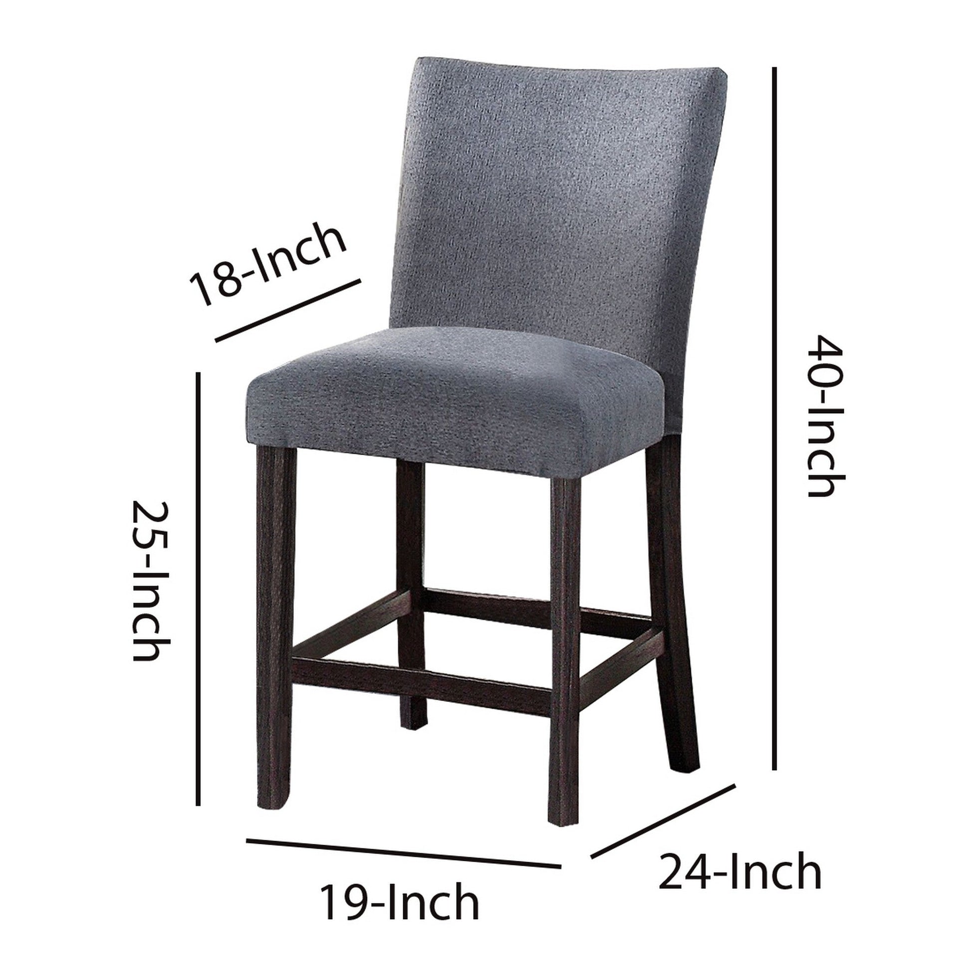 Benzara Blue Fabric Counter Height Chairs With Curved Back Set of Two