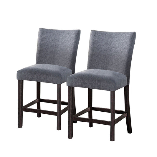 Benzara Blue Fabric Counter Height Chairs With Curved Back Set of Two