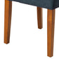 Benzara Blue Fabric Upholstered Parson Dining Chair With Brown Wooden Legs Set of Two