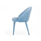 Benzara Blue Fabric Upholstered Wooden Dining Chair With Curved Back