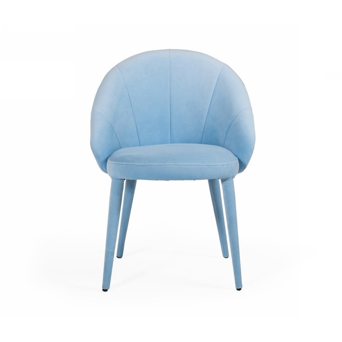 Benzara Blue Fabric Upholstered Wooden Dining Chair With Curved Back