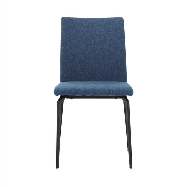 Benzara Blue Sleek Fabric Dining Chair With Diamond Stitching Set of Two