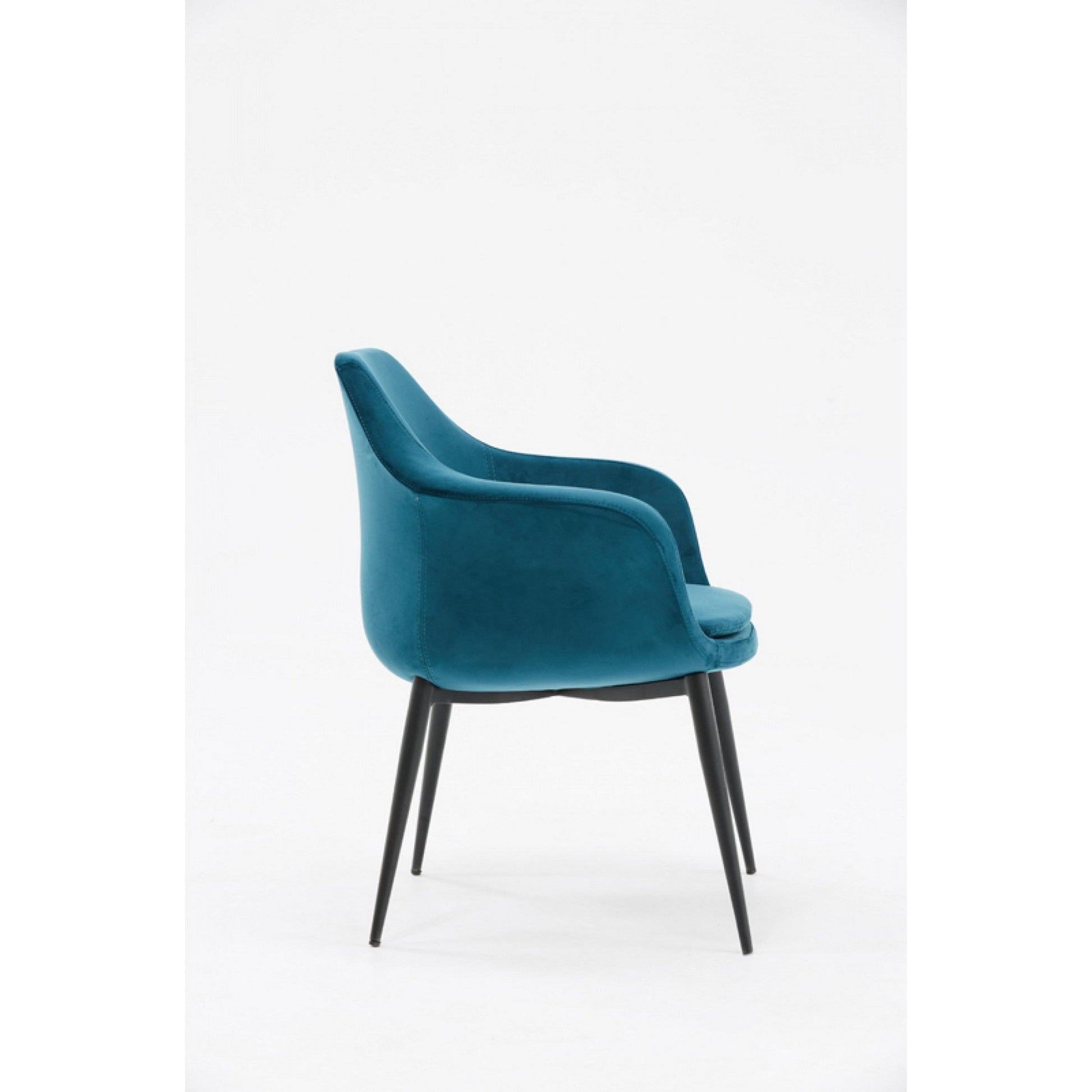 Benzara Blue Velvet Upholstered Dining Chair With Padded Seat