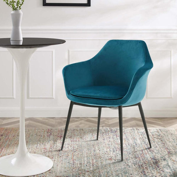 Benzara Blue Velvet Upholstered Dining Chair With Padded Seat