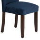 Benzara Blue Velvet Upholstered Parson Dining Chair With Brown Wooden Legs Set of Two