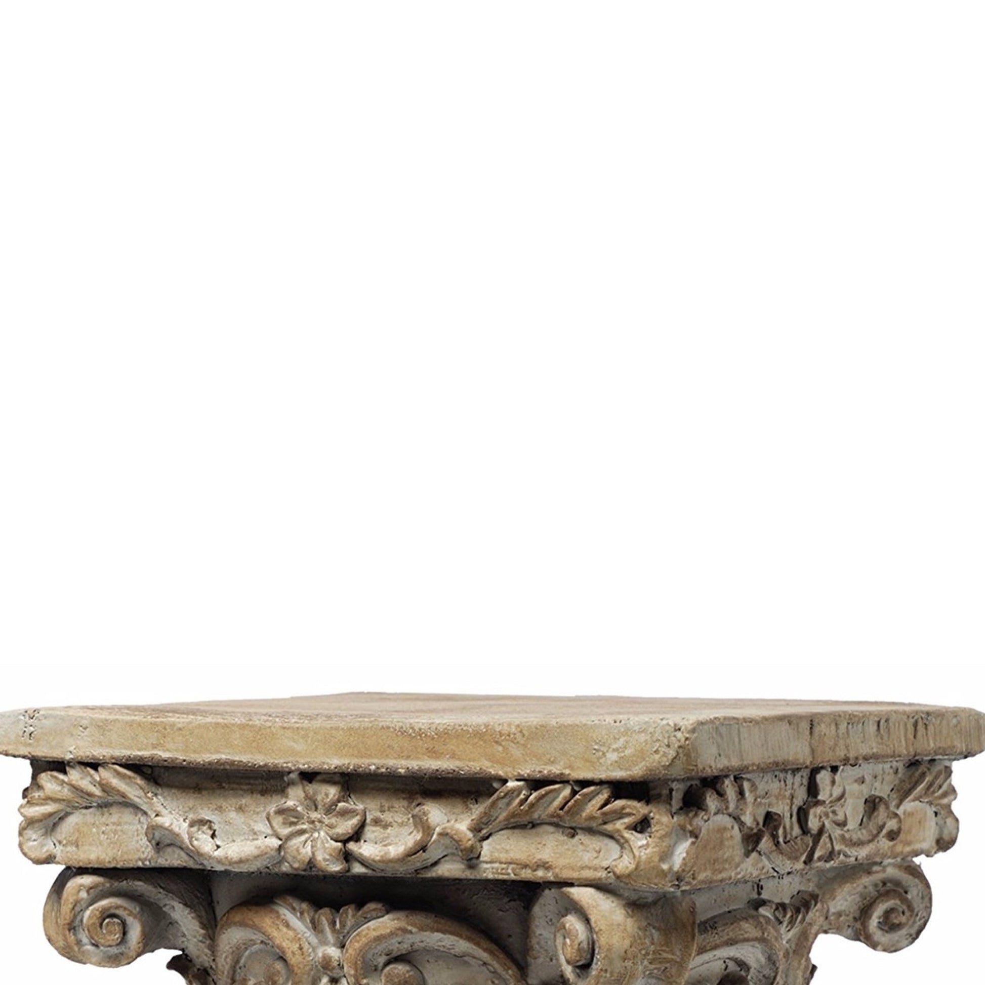 Benzara Brown Aesthetic Resin Decorative Pedestal