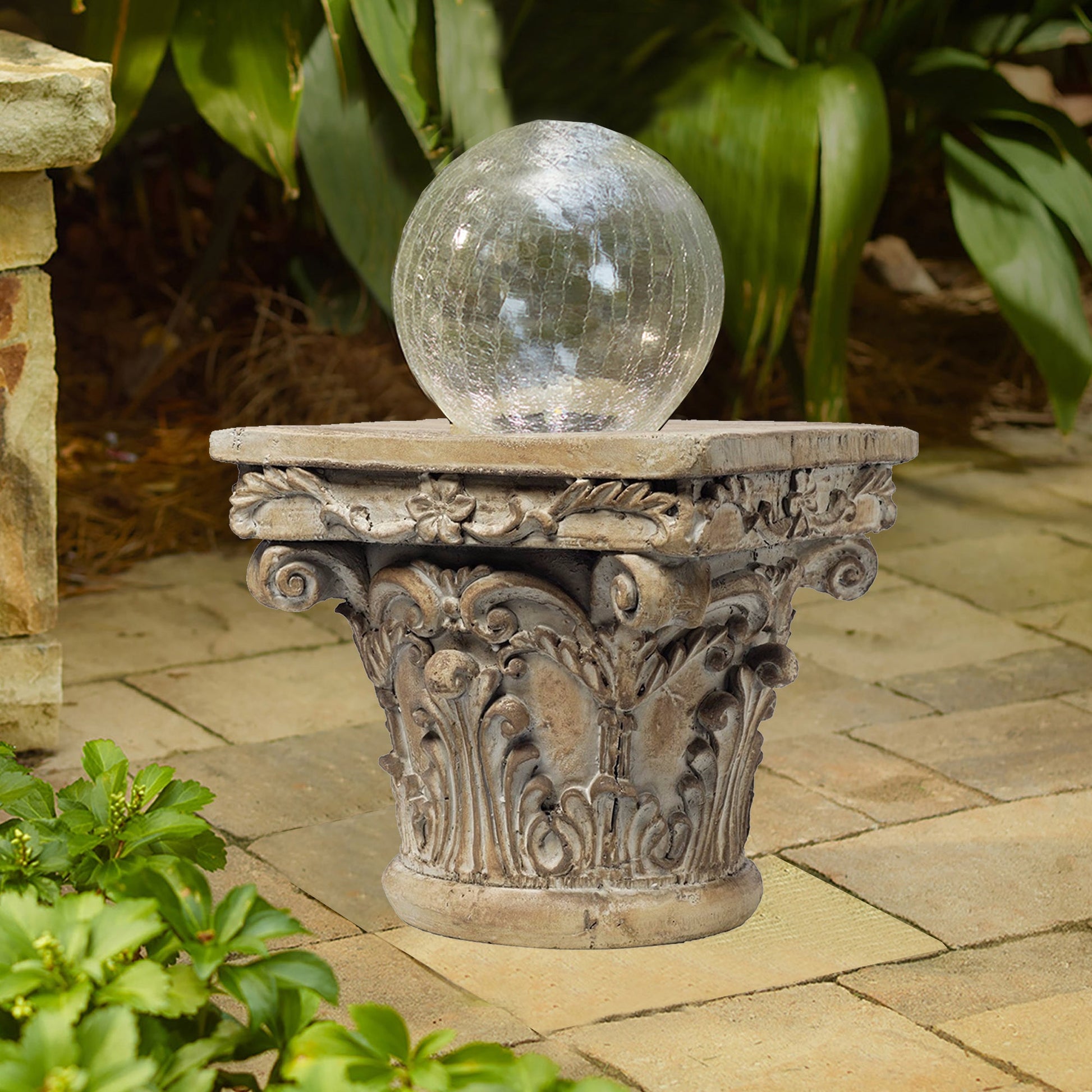 Benzara Brown Aesthetic Resin Decorative Pedestal