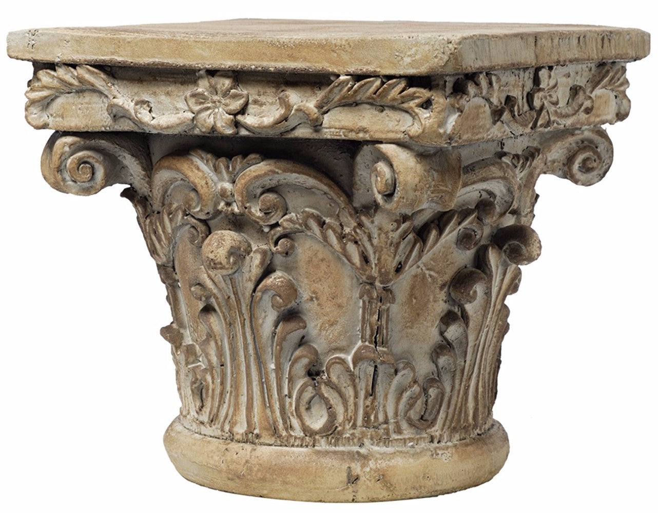 Benzara Brown Aesthetic Resin Decorative Pedestal