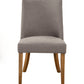 Benzara Brown Curved Backrest Wooden Side Chairs With Gray Fabric Upholstery, Set of Two